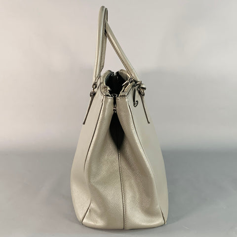 PRADA Galleria Grey Saffiano Leather Top Handles Handbag