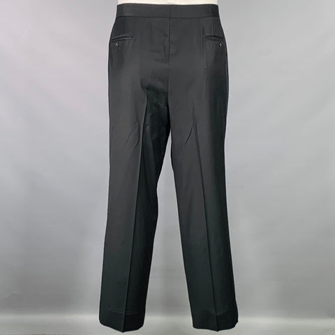 ERMENEGILDO ZEGNA Size 46 Black Wool Peak Lapel Tuxedo