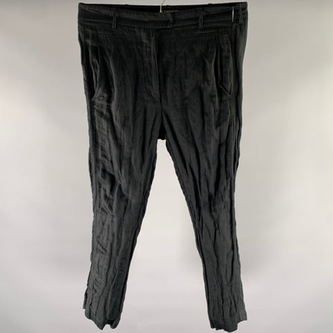 ANN DEMEULEMEESTER Size 31 Black Wrinkled Rayon Cotton Casual Pants