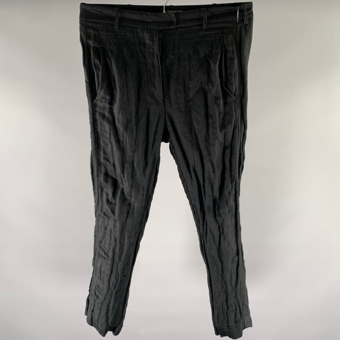 ANN DEMEULEMEESTER Size 31 Black Wrinkled Rayon Cotton Casual Pants