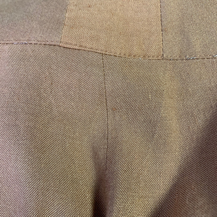 CLAUDE MONTANA Size 4 Brown Linen Blend Pleated Flat Front Pants Suit