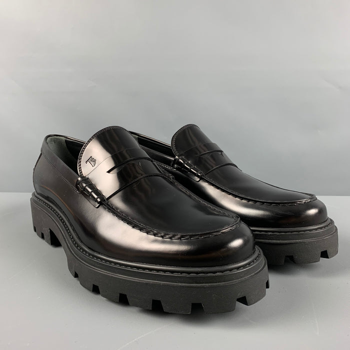 TOD'S Mocassins à semelle en cuir massif noir taille 11,5