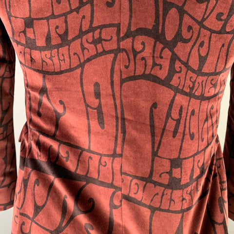 DRIES VAN NOTEN Size 38 Brown Black Abstract Cotton Sport Coat