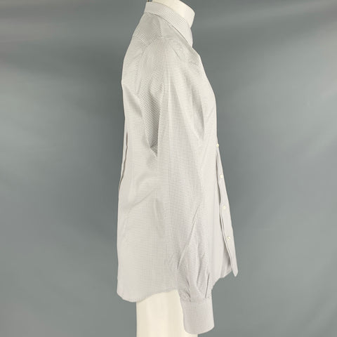 DOLCE & GABBANA Size M White Grey Dots Cotton Button Up Long Sleeve Shirt
