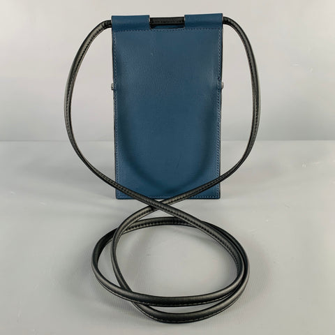 VON HOLZHAUSEN Navy Black Faux Leather Pouch Handbag