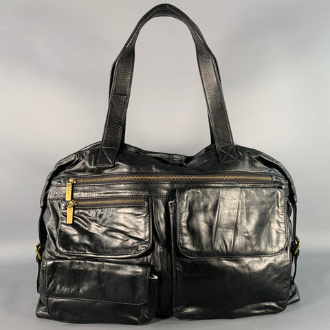 HOBO INTERNATIONAL Black Leather Top Handles Duffle Bag
