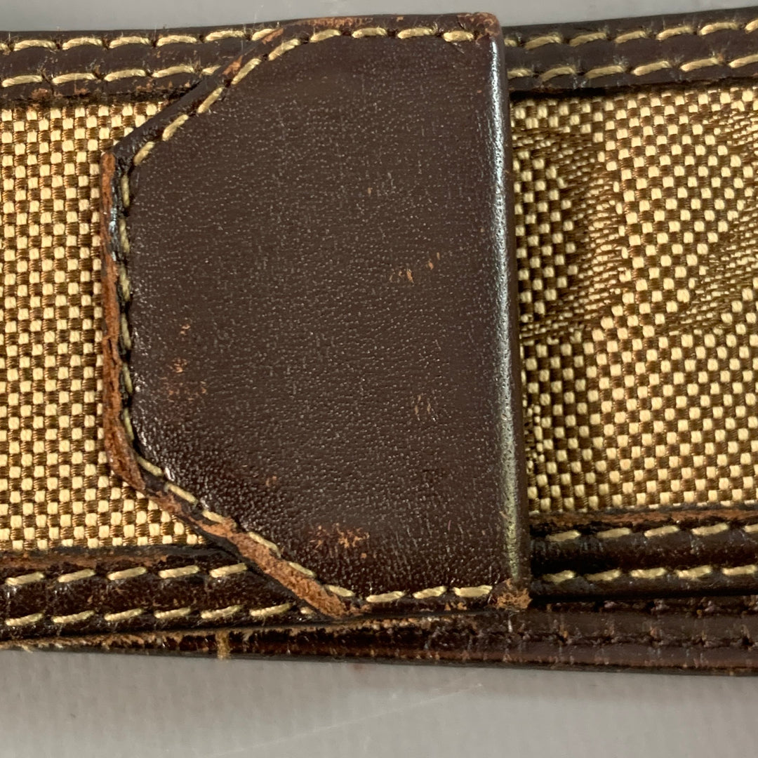 PRADA Size 38 Tan Brown Logo Canvas Leather Belt