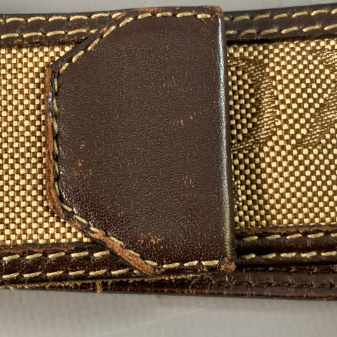 PRADA Size 38 Tan Brown Logo Canvas Leather Belt