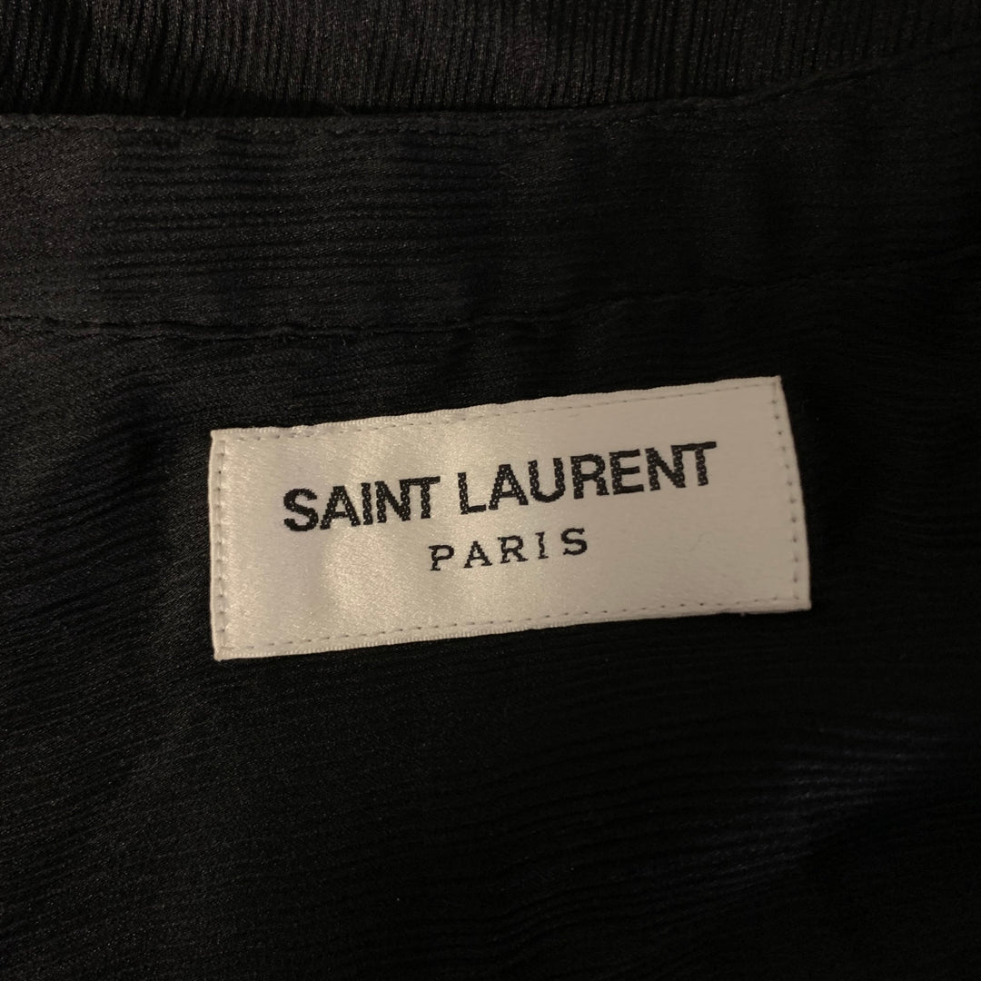 SAINT LAURENT Size S Black Sheer Band Collar Popover Shirt
