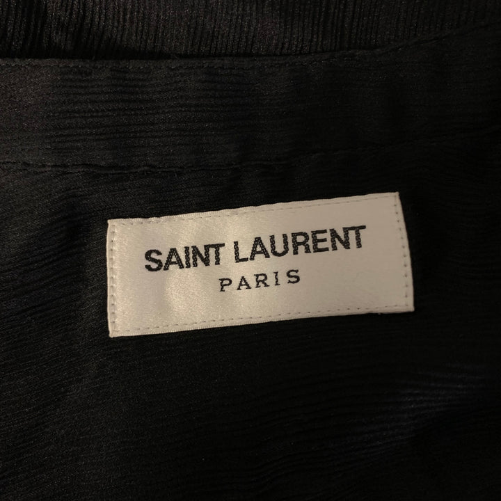 SAINT LAURENT Size S Black Sheer Band Collar Popover Shirt