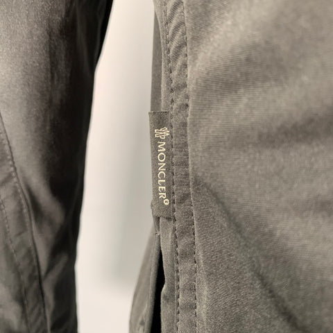 MONCLER Size M Black Polyester Zip Buttons Jacket