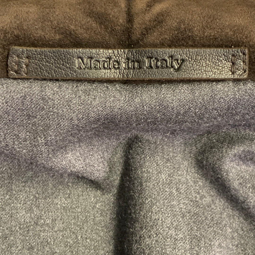 ERMENEGILDO ZEGNA Size L Brown Quilted Suede Zip Up Jacket