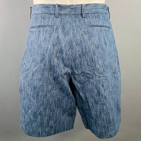 TOMORROWLAND Size 36 Blue Indigo Cotton Wool Slubby Twill Button Fly Shorts