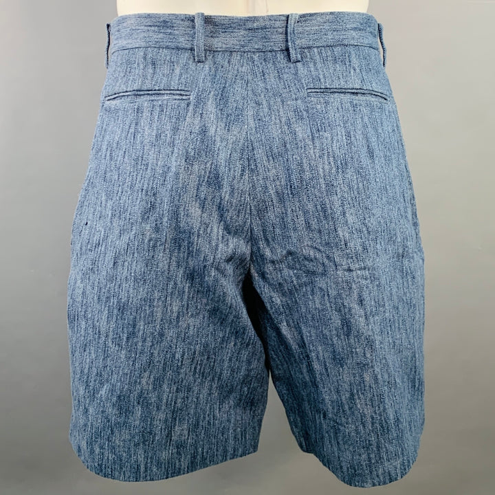 TOMORROWLAND Size 36 Blue Indigo Cotton Wool Slubby Twill Button Fly Shorts
