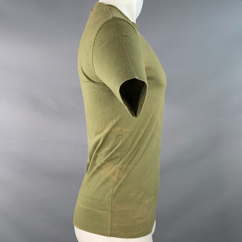 JOHN BARTLETT Size 38 Green Olive Cotton Crew Neck T-shirt