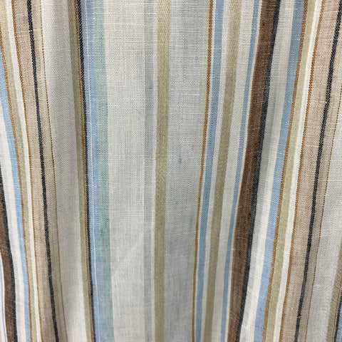 BRIONI Size L Beige Multi Color Stripe Linen Button Up Long Sleeve Shirt