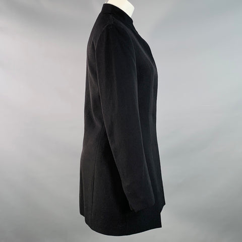 VERSUS by GIANNI VERSACE Size 8 Black Virgin Wool Nehru Collar Hidden Buttons Coat