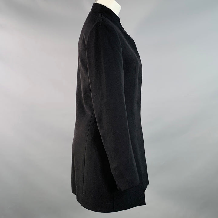 VERSUS by GIANNI VERSACE Size 8 Black Virgin Wool Nehru Collar Hidden Buttons Coat