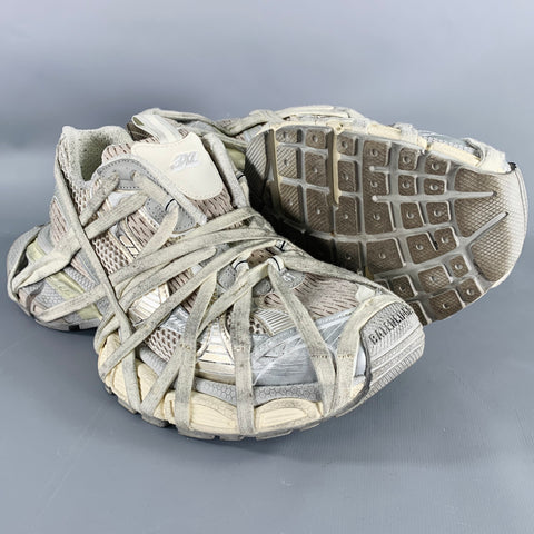 BALENCIAGA Size 8 3XL Extreme Lace Grey Brown Polyester Distressed Sneakers
