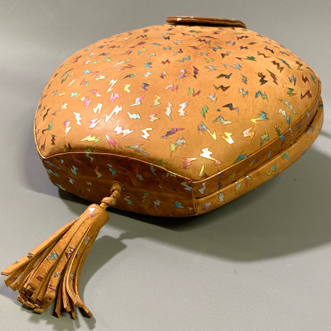 BARBARA BOLAN Tan Metallic Leather Shoulder Bag Handbag