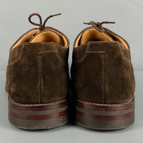 CROCKETT & JONES Size 10 Brown Suede Split Toe Lace Up Shoes