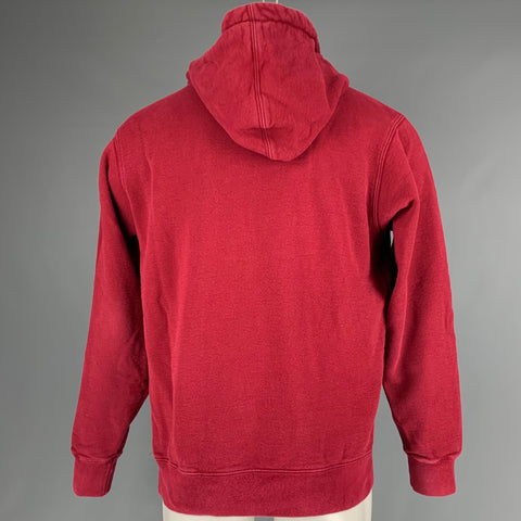 SUPREME Size M Burgundy Gold Embroidery Cotton Hoodie Sweatshirt