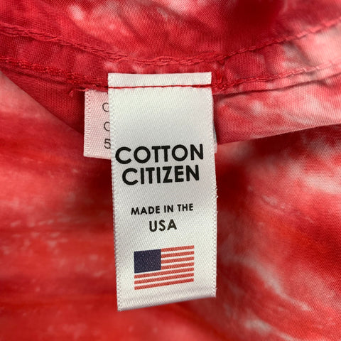 COTTON CITIZEN Talla L Camisa con botones de teñido anudado de algodón rojo y blanco