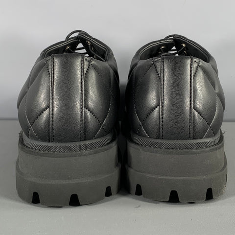 EMPORIO ARMANI Size 8.5 Black Quilted Leather Lace Up Shoes