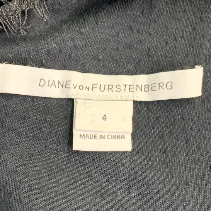 DIANE VON FURSTENBERG Size 4 Zarita Black Rayon Blend Lace Scoop Neck 3/4 Sleeves Dress