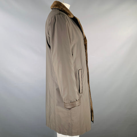 ARMANI COLLEZIONI Size 44 Grey Polyamide Cotton Coat