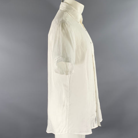 RODD & GUNN Size M White Linen Pointed Collar Short Sleeve Shirt