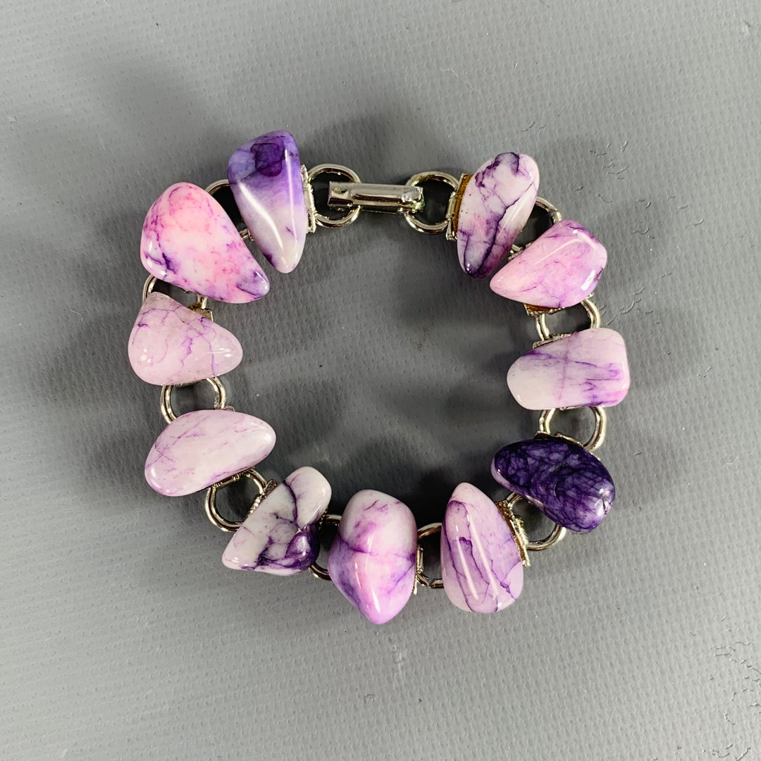 VINTAGE Purple Silver Dyed Stones Bracelet