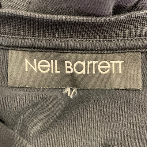 NEIL BARRETT Size M Black Red Mixed Fabrics Short Sleeve T-shirt