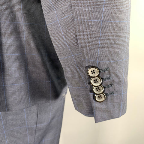 PAUL SMITH Size 42 Navy Blue Window Pane Wool Notch Lapel Suit