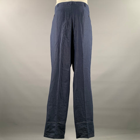RALPH LAUREN Size 40 Navy Linen Wide Leg Casual Pants