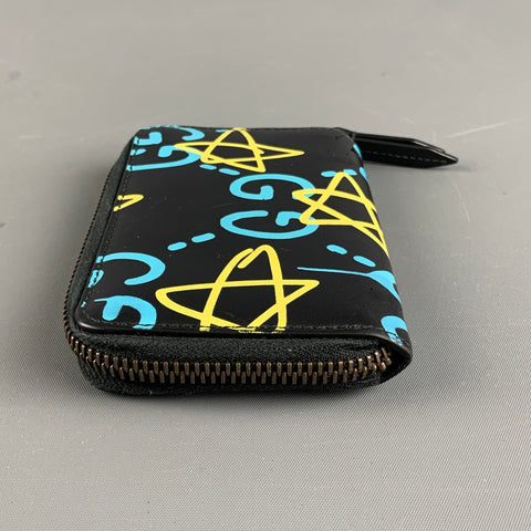 GUCCI Size One Size Black Multi-Color Monogram Leather Wallet