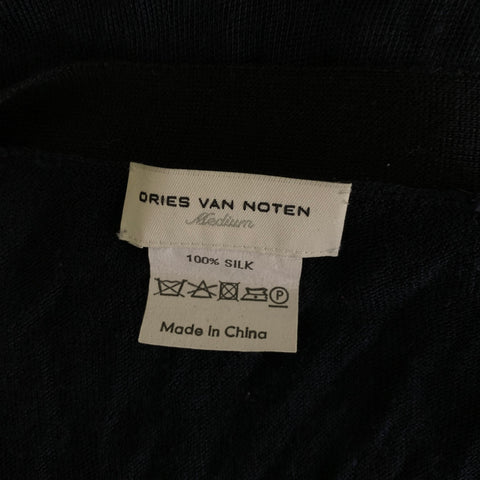 DRIES VAN NOTEN Size M Navy Silk Cardigan Womens