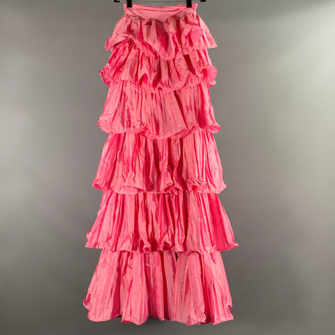 PORTIA & SCARLETT Size XS Pink Polyester / Spandex Ruffled Maxi Skirt