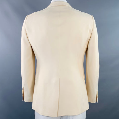 CELINE Size 42 Cream Silk Notch Lapel Sport Coat