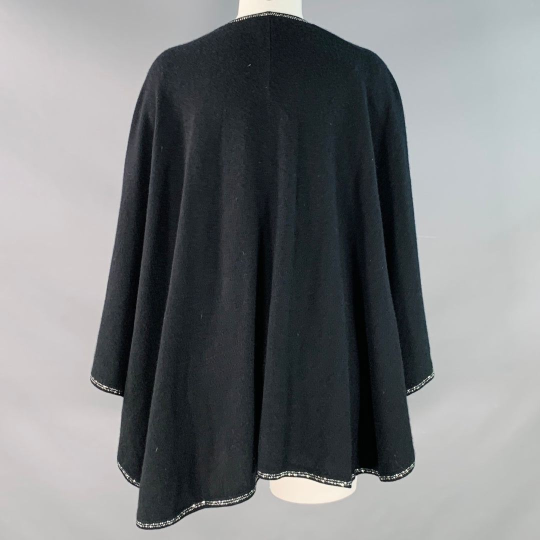 SOFIA CASHMERE Black Silver Knit Cashmere Rhinestone Trim Scarf Shawl