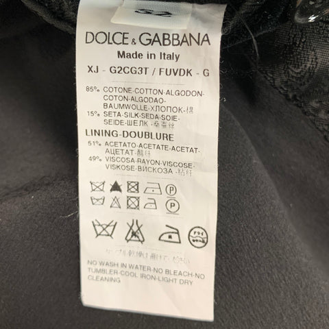 DOLCE & GABBANA Size 42 Black Velvet Cotton Silk Peak Lapel Sport Coat