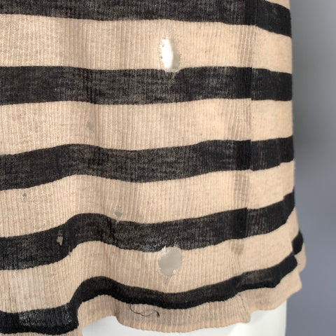 HAIDER ACKERMANN Size M Black Tan Stripe Cotton Cashmere Raglan Pullover