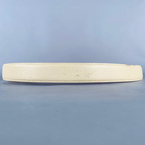 GUCCI Size 36 Beige Silver Leather Belt