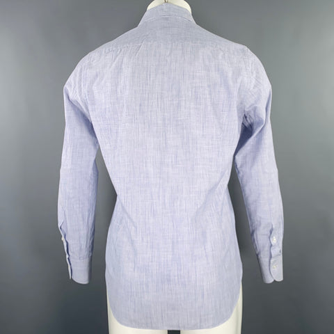 BOGLIOLI Size M Blue White Stripe Spread Collar Long Sleeve Shirt