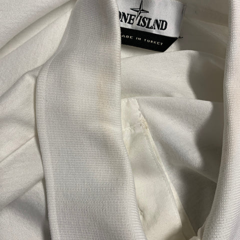 STONE ISLAND Size L White Cotton Half Placket Polo