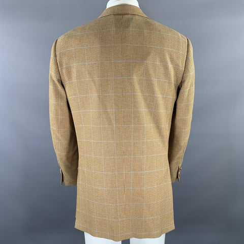 OXFORD CLOTHES Chest Size 40 Regular Tan Blue Nailhead Cashmere Sport Coat