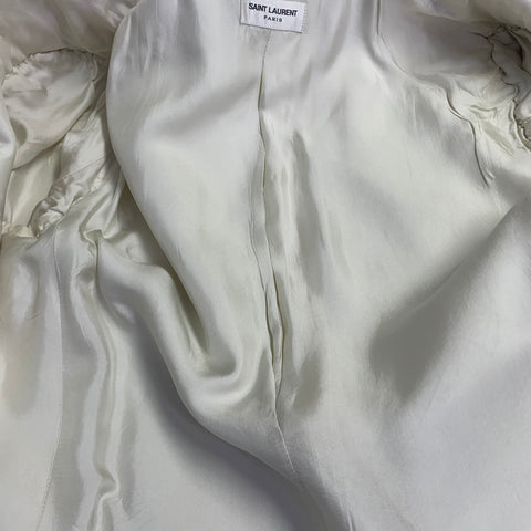 SAINT LAURENT Size 40 Regular Cream White Stripe Wool Peak Lapel Sport Coat