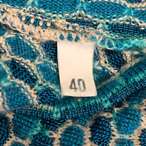 M MISSONI Size 4 Blue Green Merino Wool Blend V-Neck Pullover