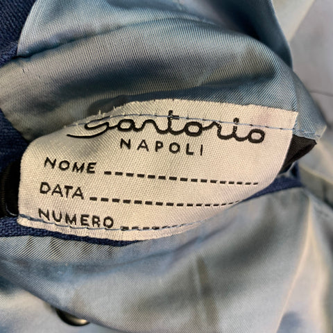 SARTORIO Size 44 Blue Silk Blend Single Breasted Sport Coat