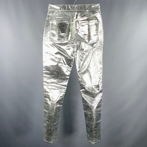 CELINE Size 29 Silver Metallic Cotton Blend Jean Cut Casual Pants